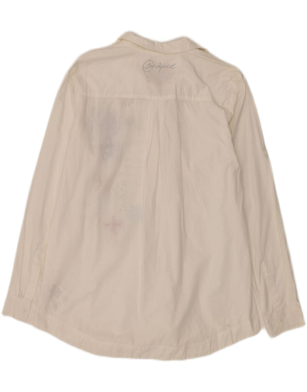 DESIGUAL Camicia grafica da donna UK 16 Grande cotone floreale bianco