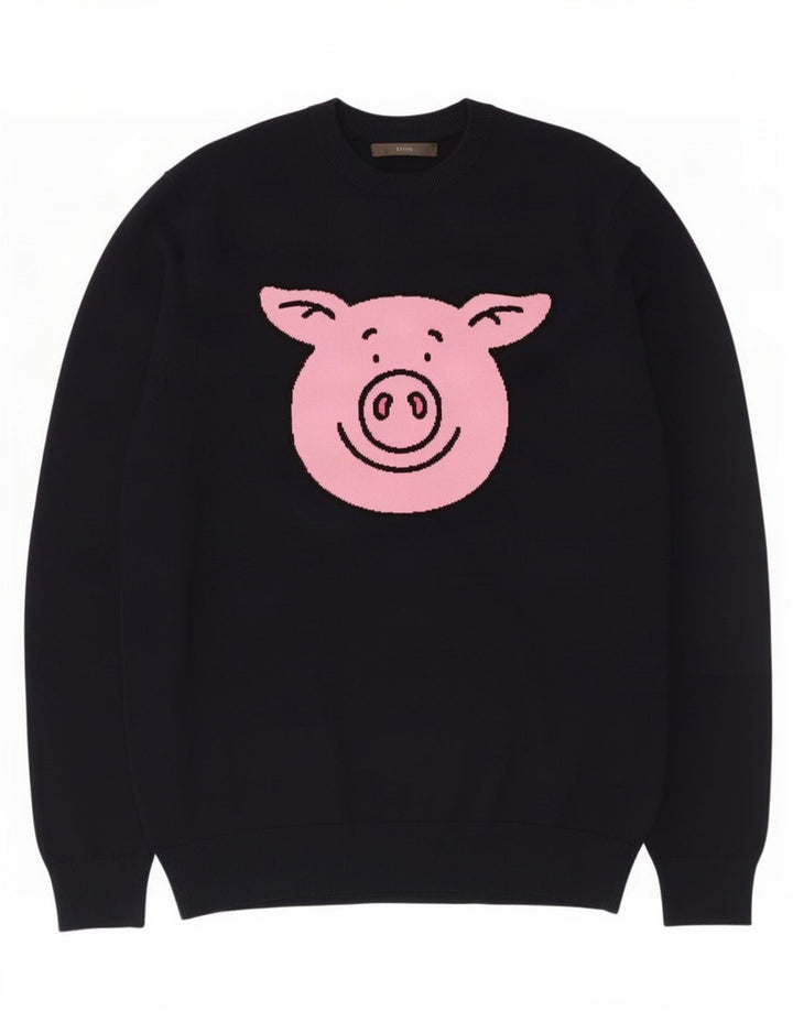 Maglione maglione girocollo con grafica da uomo Marks & Spencer in cotone nero medio