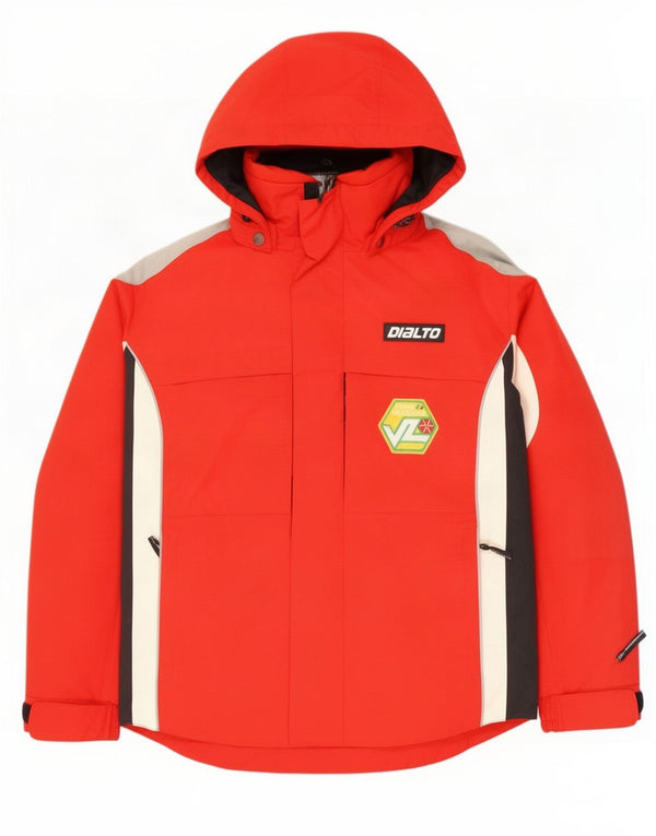 Giacca da sci con cappuccio grafica da uomo Dialto UK 40 Large in nylon color block rosso