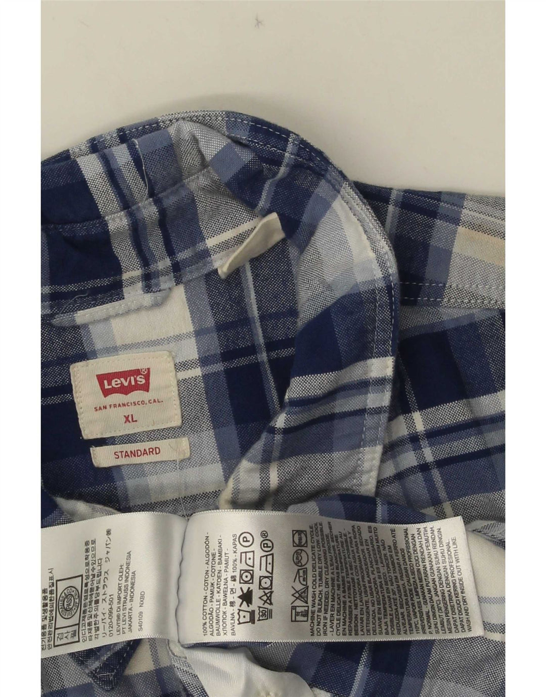 Camicia Levi's da uomo in flanella standard XL in cotone a quadri blu