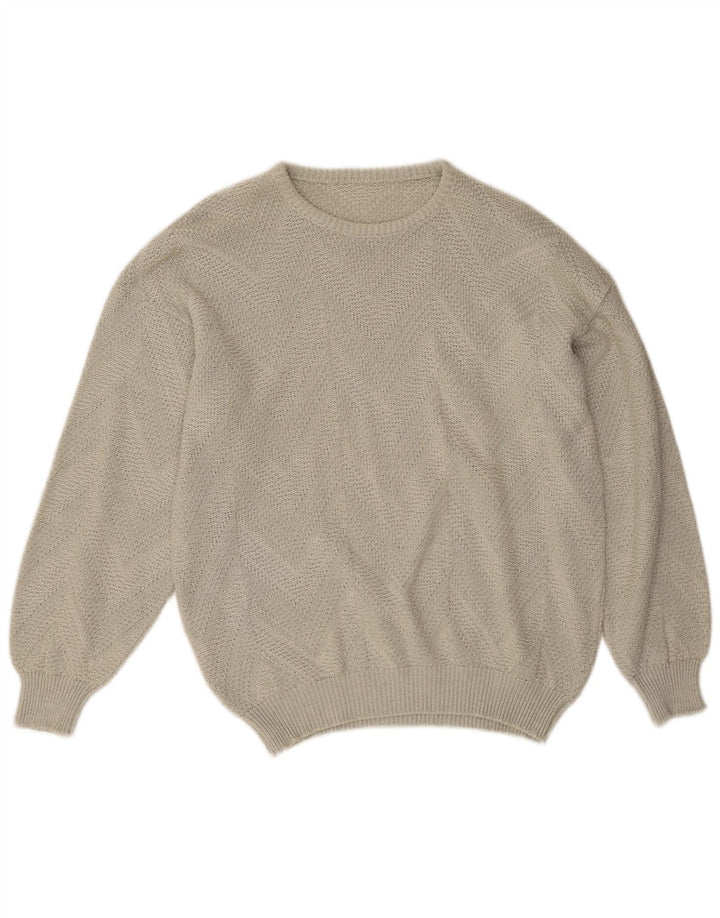 Maglione maglione girocollo vintage da uomo grande grigio