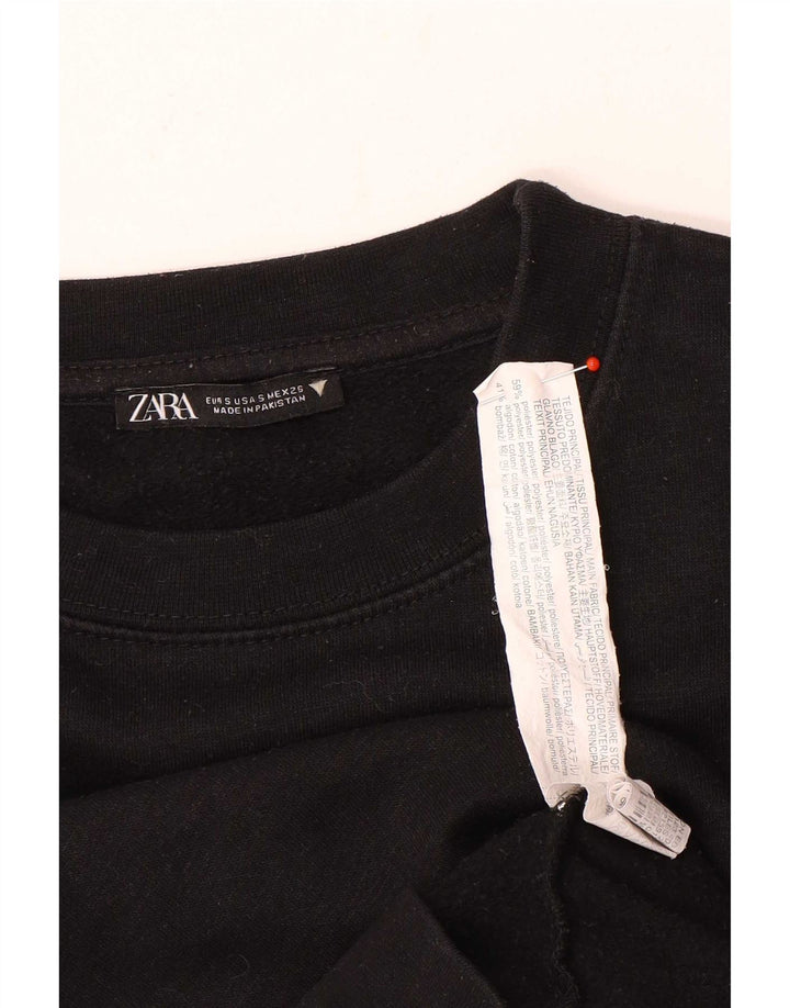 Felpa corta oversize da donna Zara UK 10 piccola poliestere nero