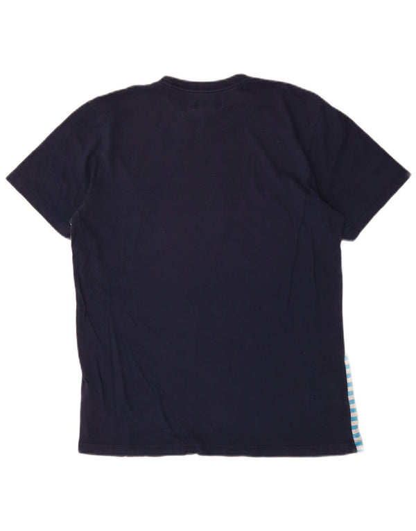 T-shirt da uomo Adidas Top in cotone a righe blu navy medio