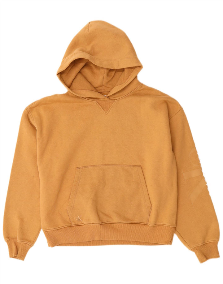 CALVIN KLEIN JEANS Maglione oversize con cappuccio da donna UK 10 piccolo Beige