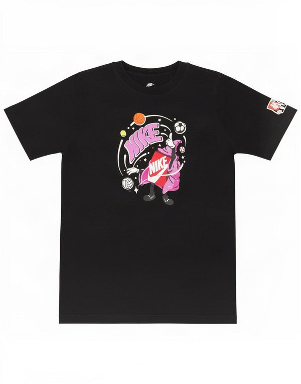 T-shirt grafica da ragazzo Nike Top 12-13 anni grande in cotone nero