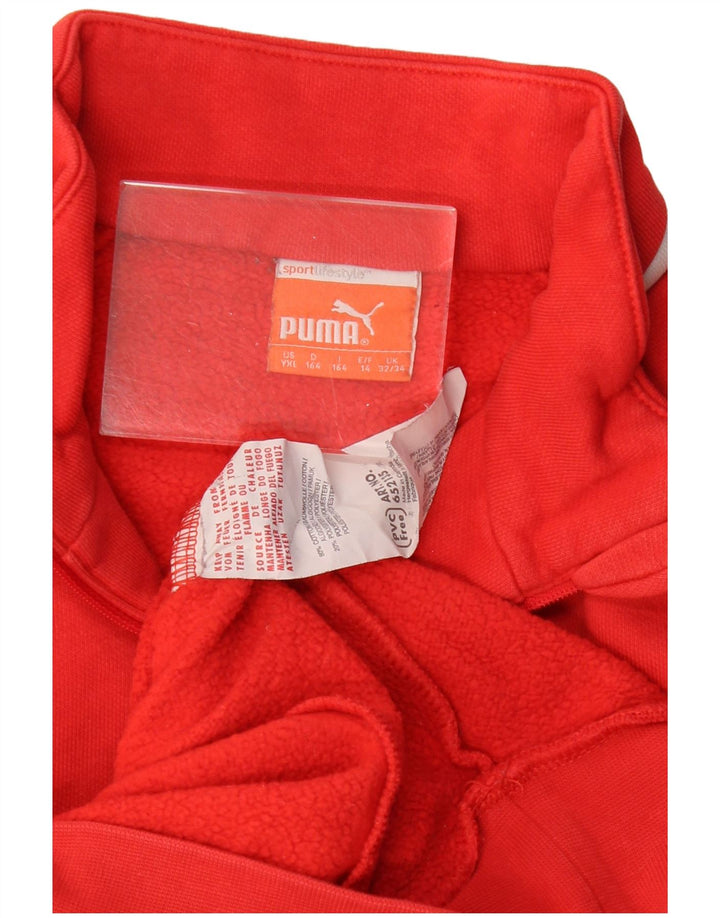 Felpa Puma da bambino con zip e collo, 13-14 anni, in cotone color block rosso