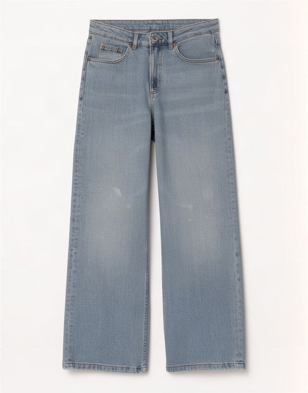 Jeans a gamba larga da donna Marks & Spencer UK 12 medio W30 L29 cotone blu