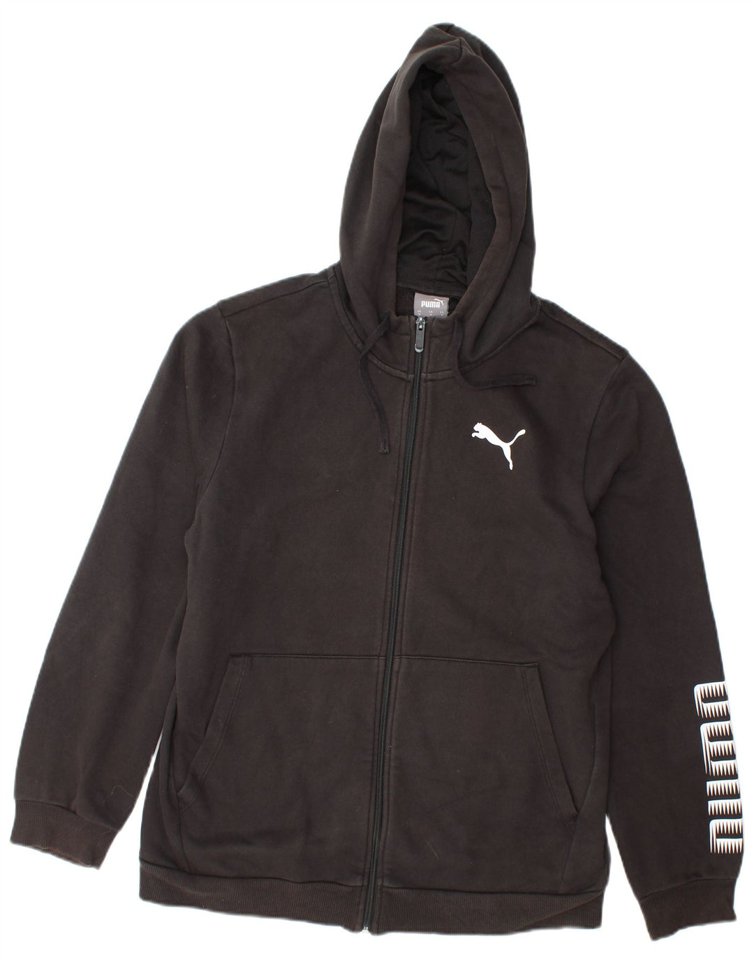 Felpa con cappuccio e zip grafica da uomo Puma in cotone nero medio