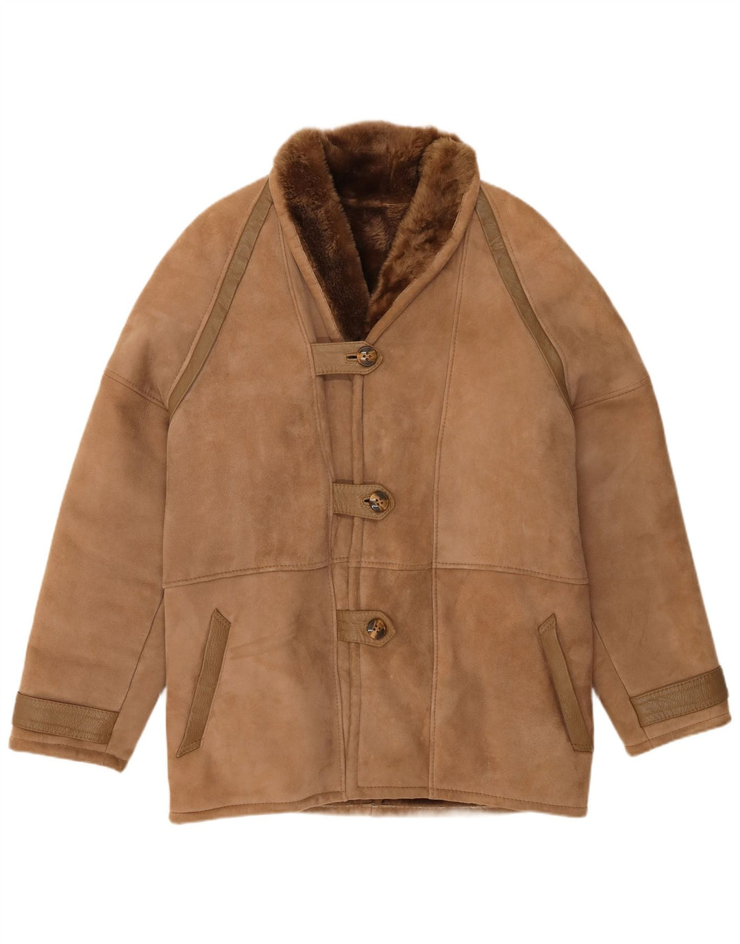 Cappotto in shearling vintage da donna IT 48 XL Shearling marrone