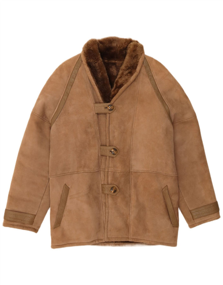Cappotto in shearling vintage da donna IT 48 XL Shearling marrone
