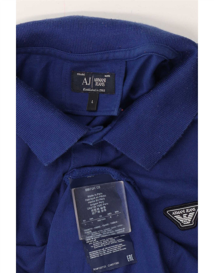 Polo Armani Jeans da uomo grande in cotone color block blu