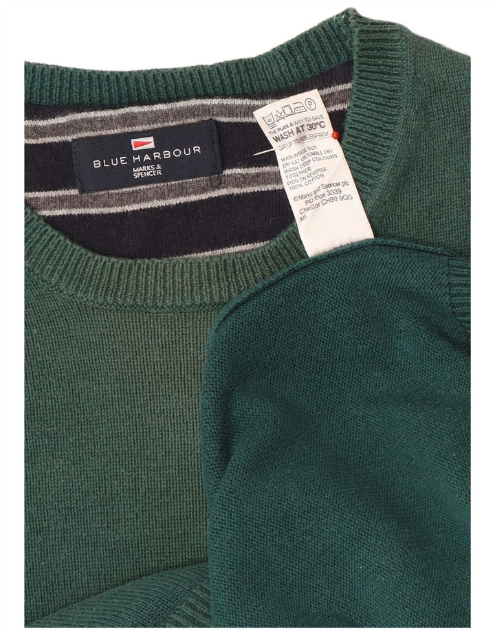 Maglione maglione girocollo da uomo Marks & Spencer blu Harbour verde medio