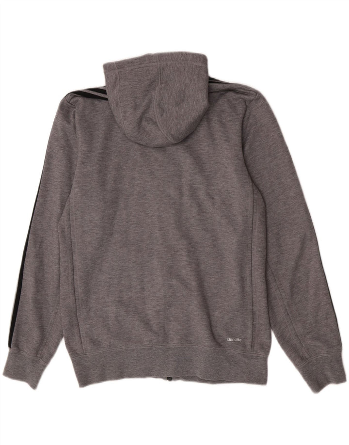 Maglione con cappuccio e zip Adidas Climalite da uomo in poliestere grigio medio