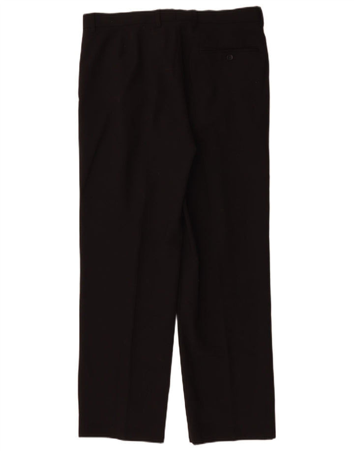 Pantaloni da abito sartoriali da uomo Marks & Spencer W34 L29 poliestere nero