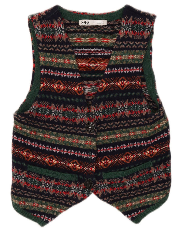 Gilet corto da donna Zara UK 12 medio in lana multicolore