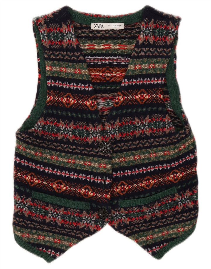 Gilet corto da donna Zara UK 12 medio in lana multicolore