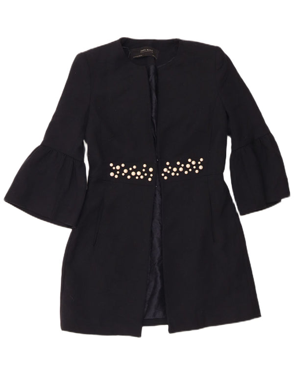 Giacca blazer con maniche lunghe a 3/4 da donna Zara UK 6 XS poliestere blu navy