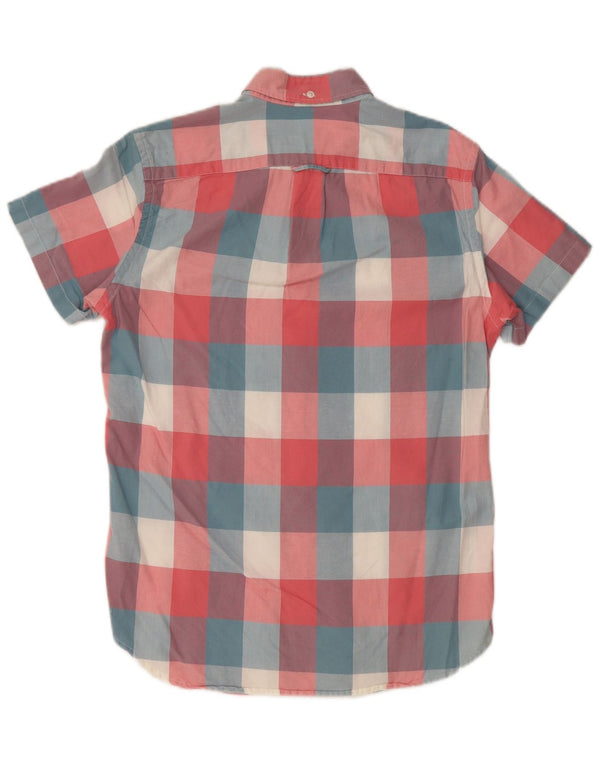 J. CREW Camicia a maniche corte da uomo XS in cotone a quadri multicolore