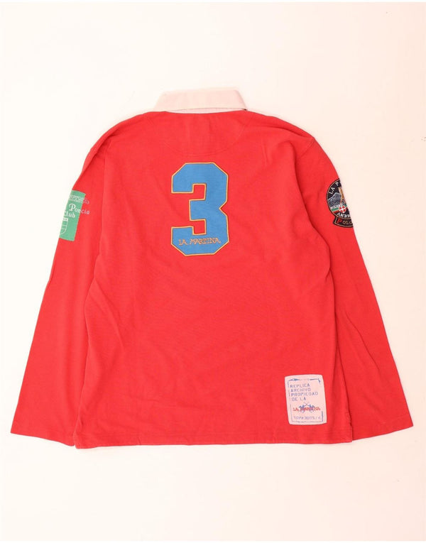 Polo da rugby da uomo con grafica a maniche lunghe La Martina XL colore rosso