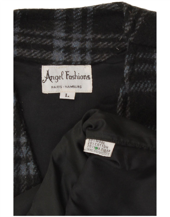 Gilet vintage da donna di Amburgo UK 16 grande lana a quadri neri