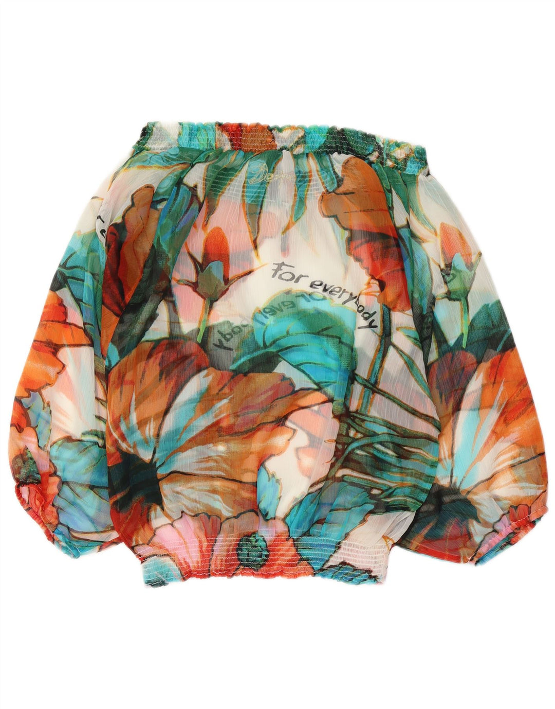 Desigual Top da Donna a Maniche Lunghe con Spalle Scoperte UK 10 Small Multicolore