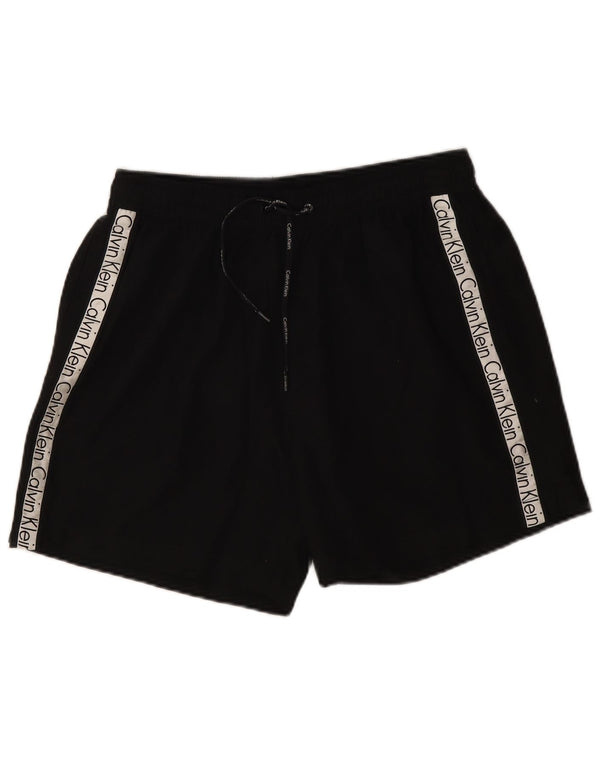 Pantaloncini da bagno grafici da uomo Calvin Klein grandi in poliestere color block nero
