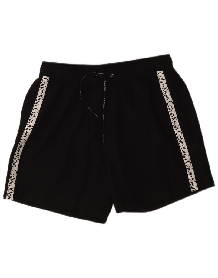Pantaloncini da bagno grafici da uomo Calvin Klein grandi in poliestere color block nero