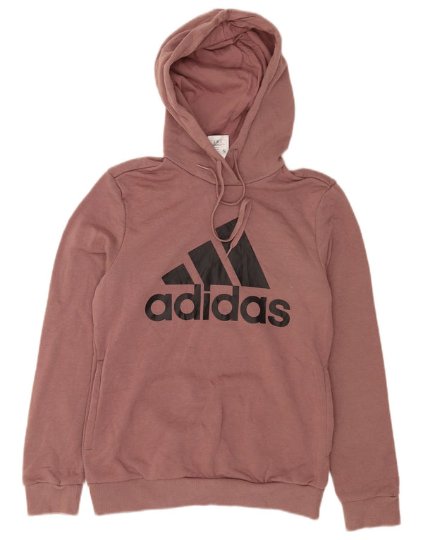 Felpa con cappuccio grafica da donna Adidas UK 10 piccola in cotone viola