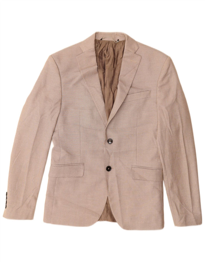 Giacca blazer a 2 bottoni da uomo Zara EU 46 piccola in poliestere beige