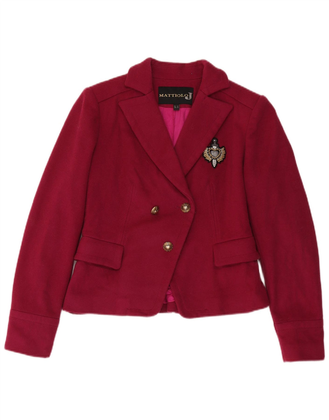 Giacca Blazer Doppiopetto Donna Gai Mattiolo IT 42 Lana Rosa Medio