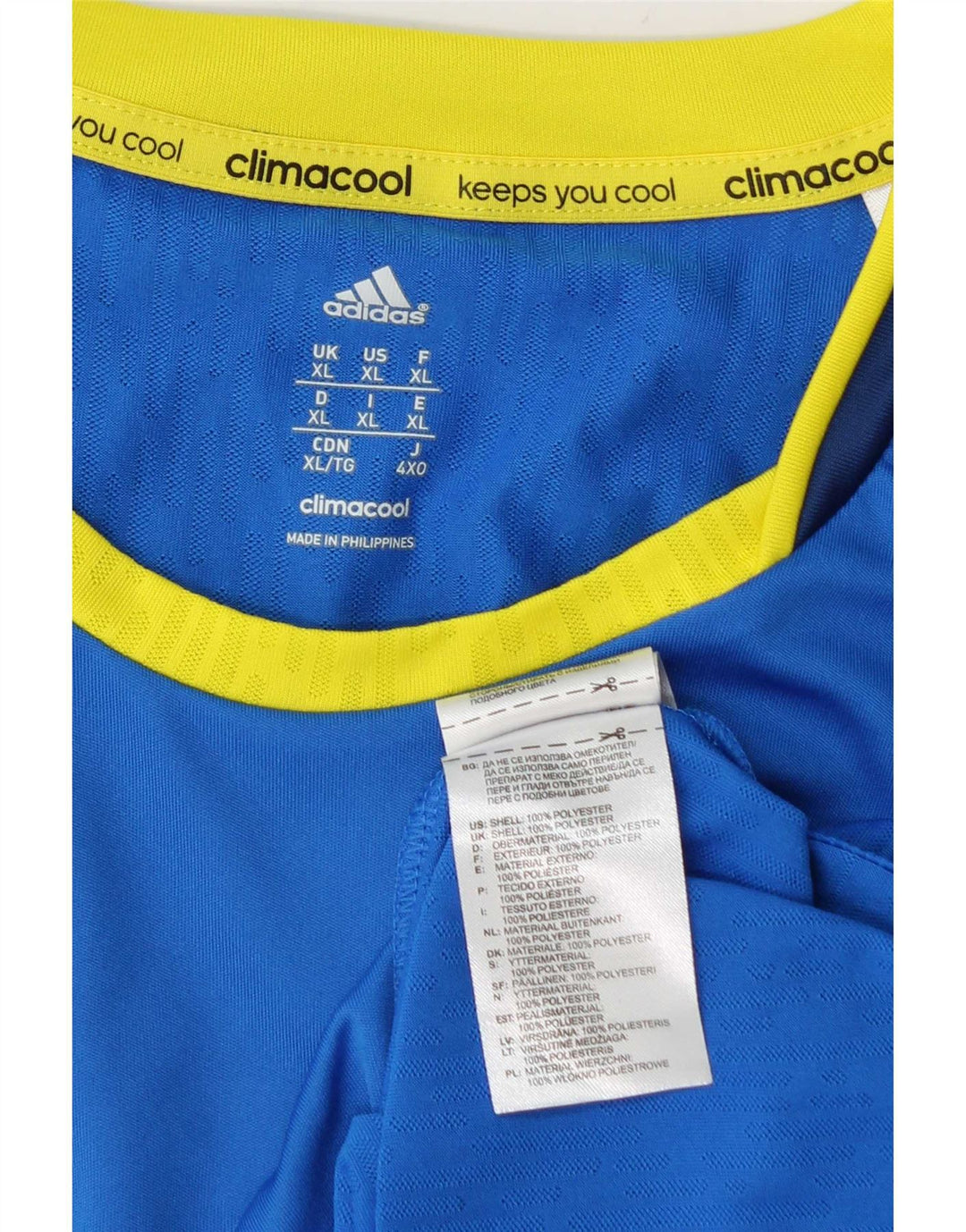 Adidas Uomo Climacool T-shirt Top XL Blu Colourblock Poliestere