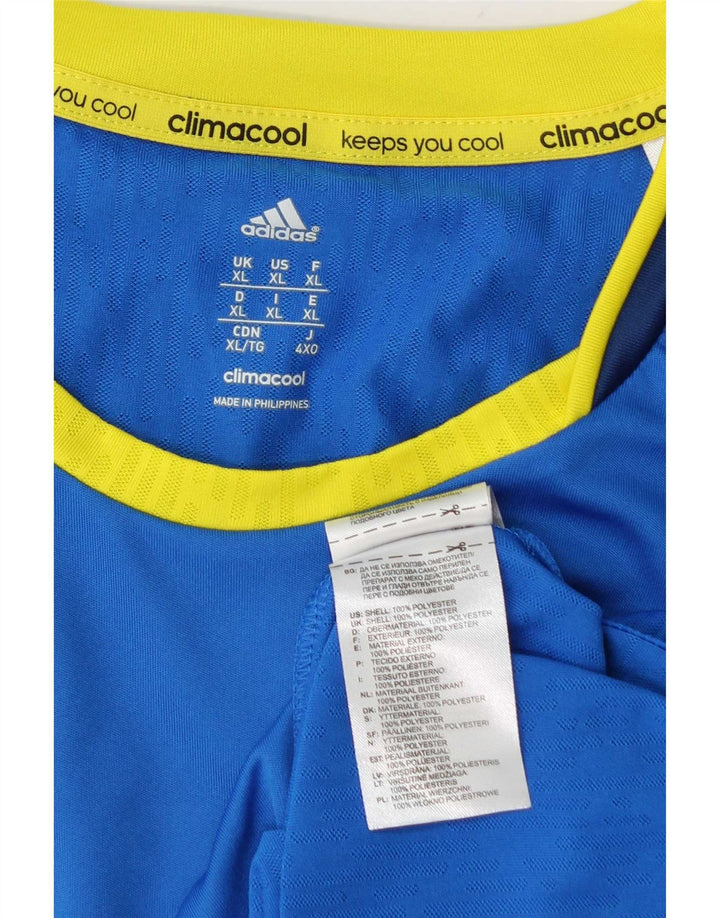Adidas Uomo Climacool T-shirt Top XL Blu Colourblock Poliestere