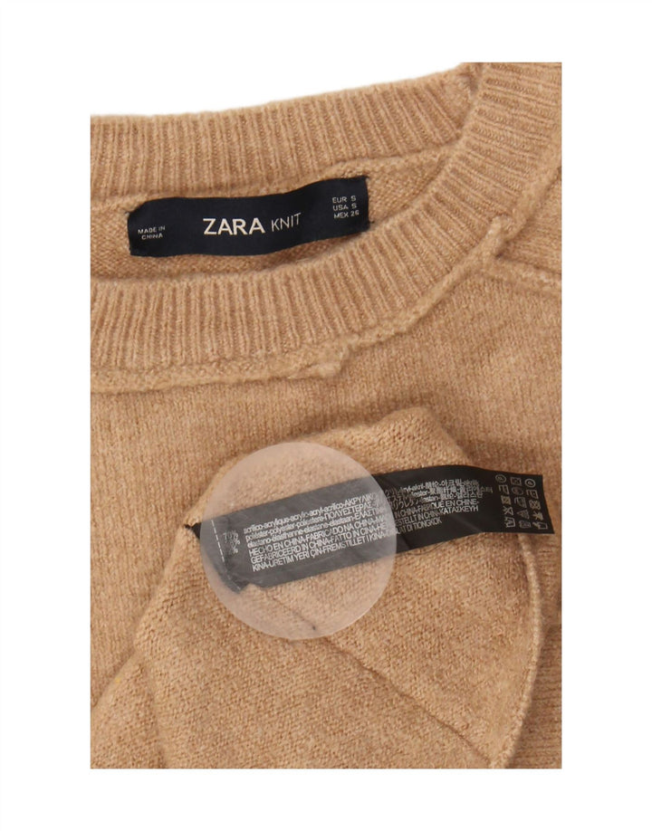 ZARA Womens Oversized Crew Neck Jumper Sweater UK 10 Small Beige Vintage Zara and Second-Hand Zara from Messina Hembry 