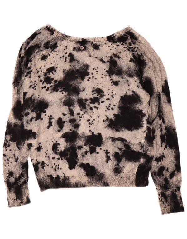 Maglione maglione da donna con scollo a barca Diesel UK 10 piccolo cotone tinto in cravatta nero