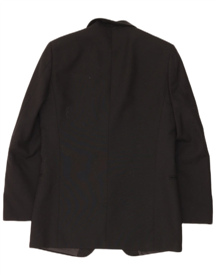 Giacca blazer vintage da uomo a 1 bottone UK 38 lana vergine nera media