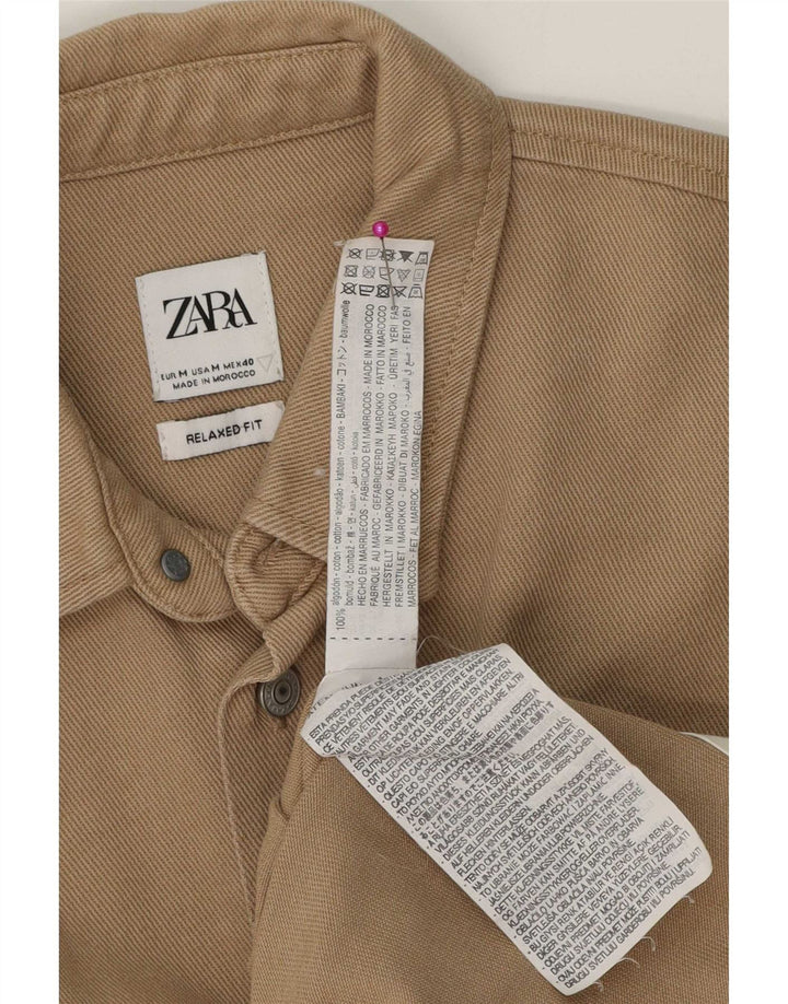 Camicia Zara da uomo dalla vestibilità comoda in cotone color block beige medio