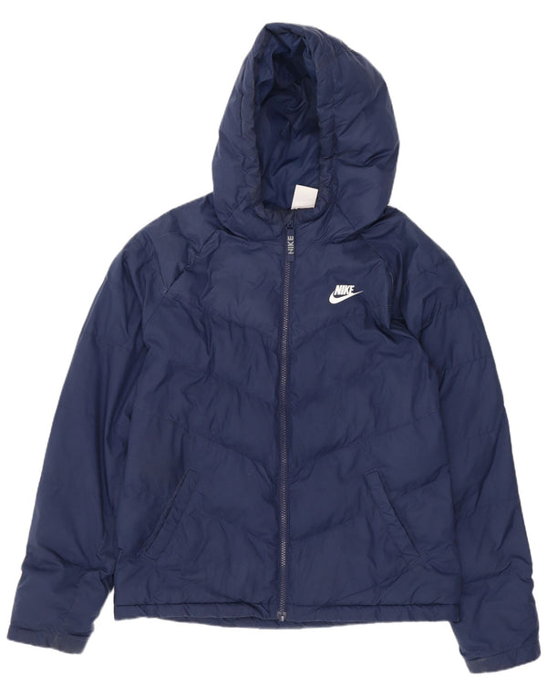 Giacca imbottita con cappuccio Nike da bambino 13-14 anni XL blu navy in poliestere