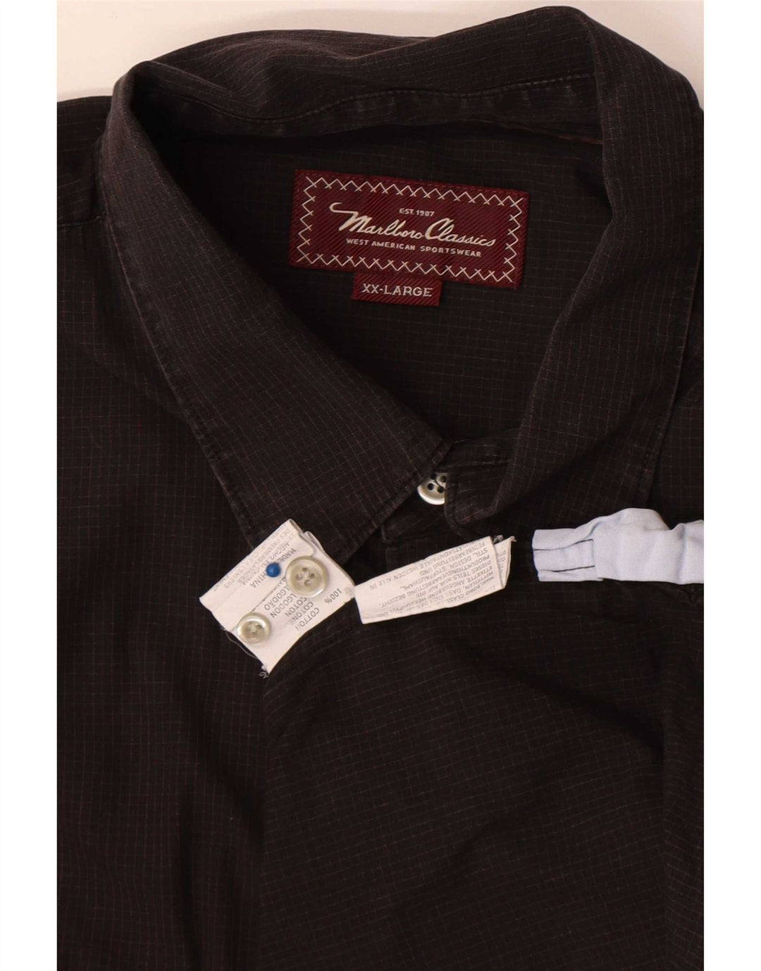 Camicia da uomo Marlboro Classics 2XL Cotone a quadri marrone
