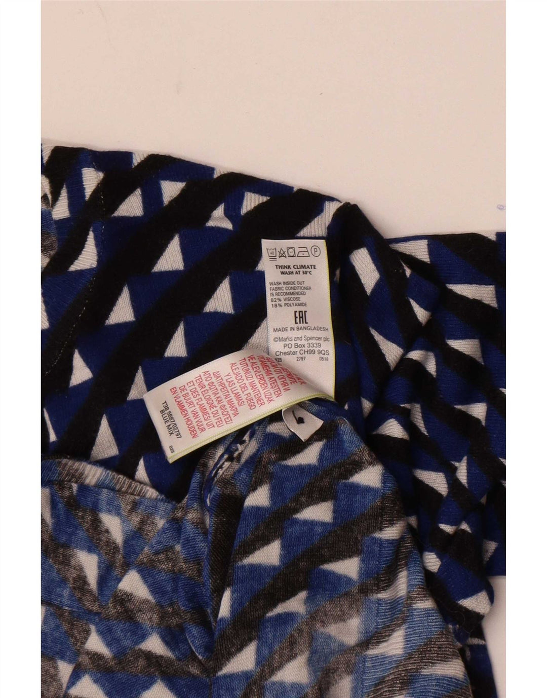 Maglione cardigan corto da donna Marks & Spencer UK 14 Blu medio geometrico