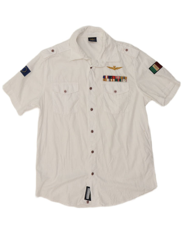 Aeronautica Militare Boys Graphic Short Sleeve Shirt 15-16 Years XL White