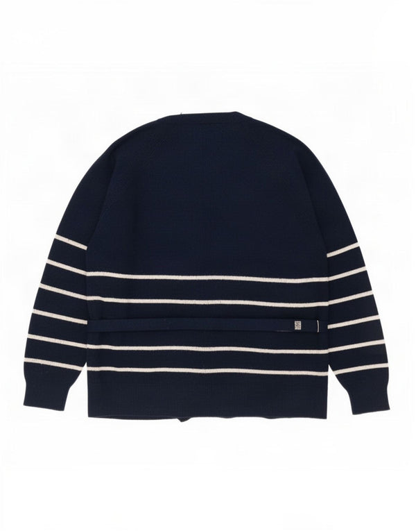 Marks & Spencer Womens Cardigan Sweater UK 16 Large Navy Blue Striped