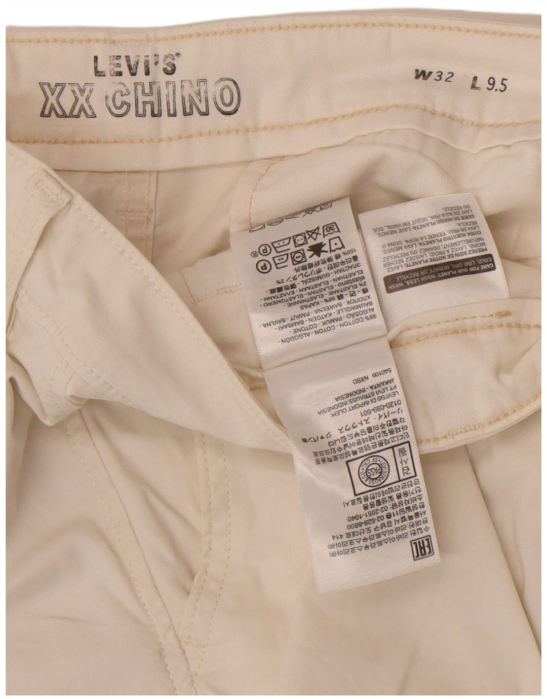 Pantaloncini chino da uomo Levi's W32 cotone bianco medio