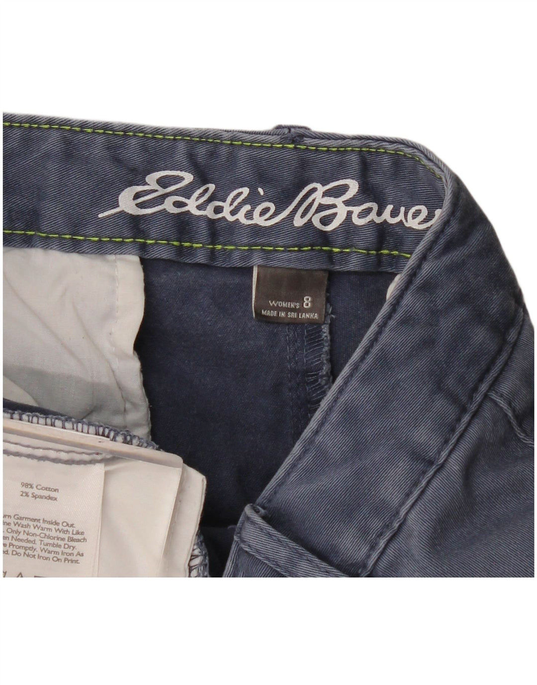 Pantaloni chino da donna Boyfriend Eddie Bauer US 8 medi W34 L30 blu navy