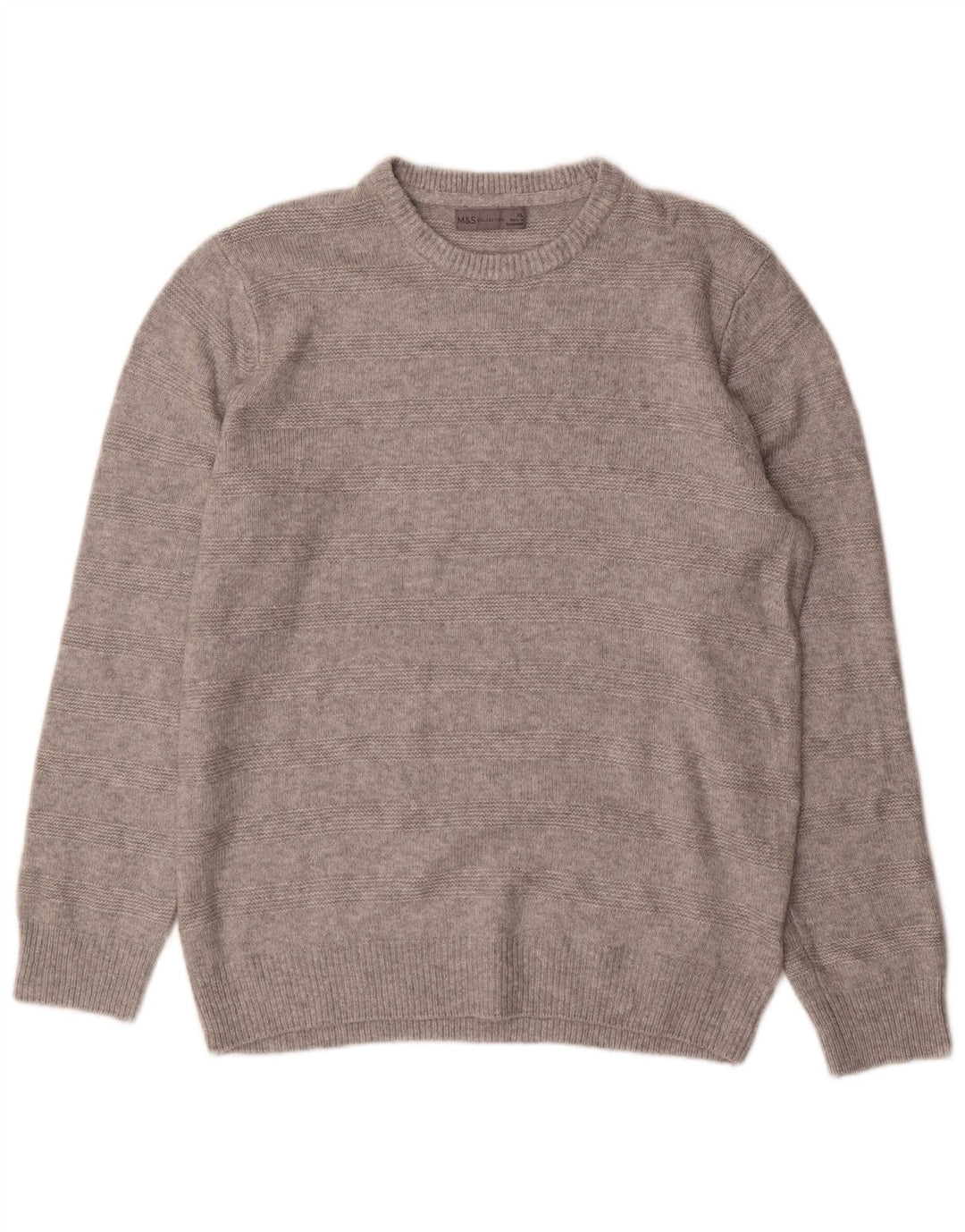 Maglione maglione girocollo da uomo Marks & Spencer XL acrilico a righe grigie