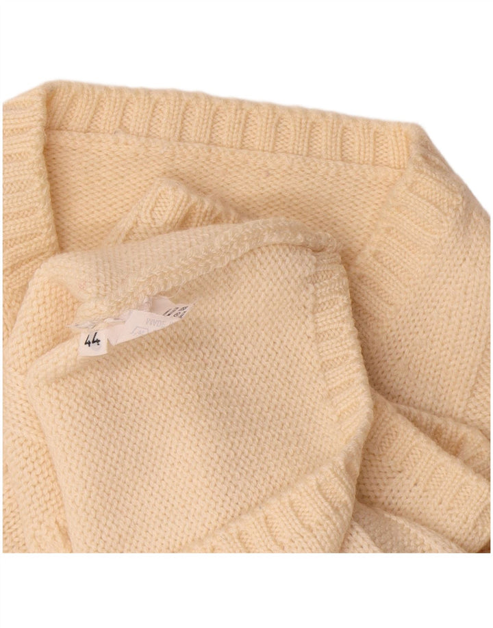 Maglione maglione girocollo da donna vintage IT 44 lana merino bianco sporco medio