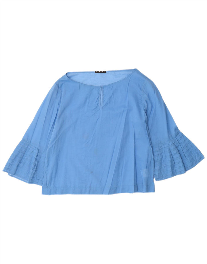Top camicetta oversize da donna con maniche a 3/4 Sisley UK 10 piccolo cotone blu