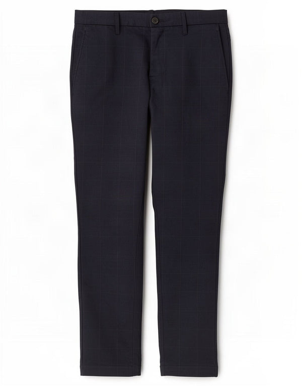 Pantaloni chino dritti da uomo Zara EU 40 medi W31 L28 blu navy a quadri