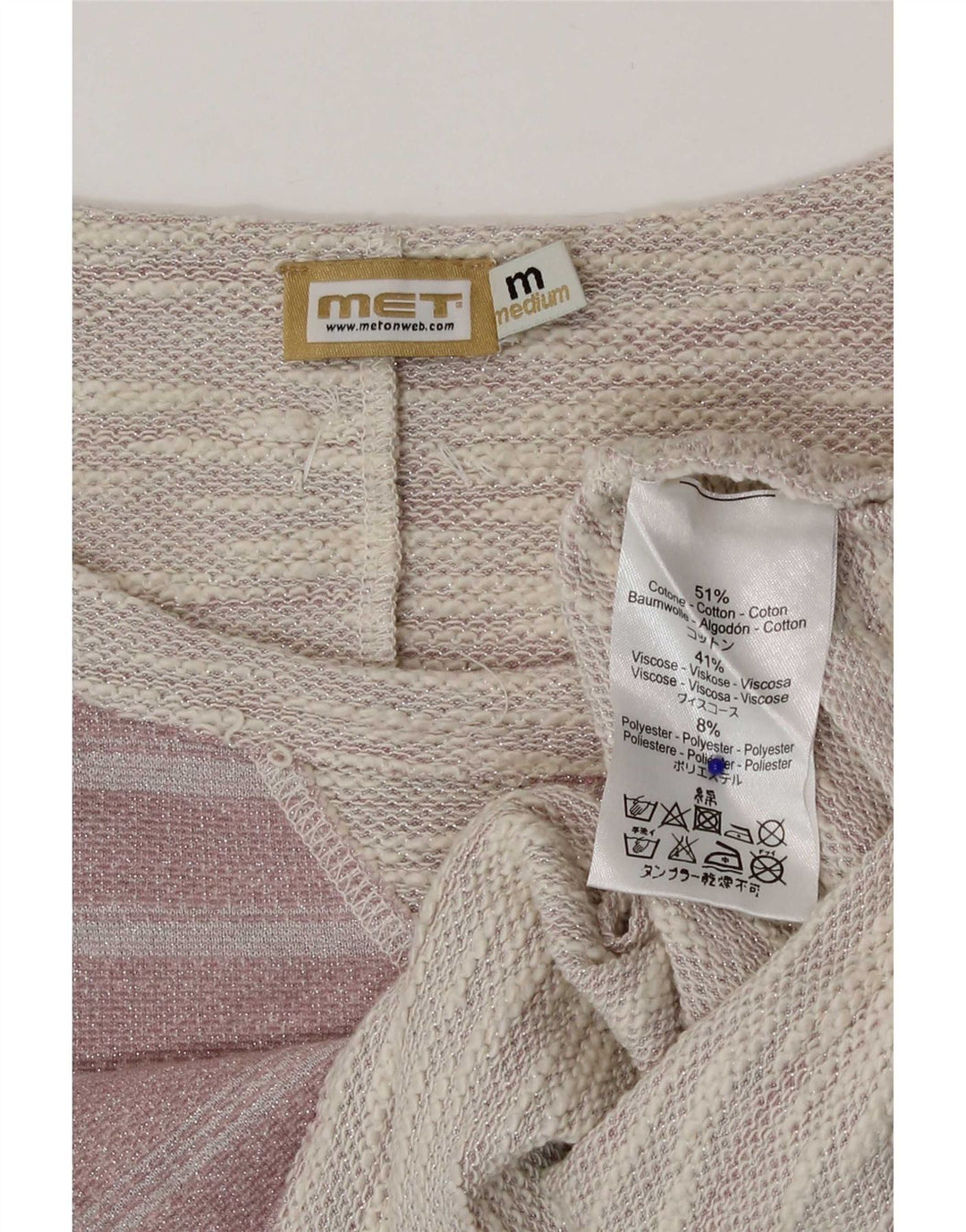 MET Camicetta corta da donna Top UK 14 Rosa medio a righe