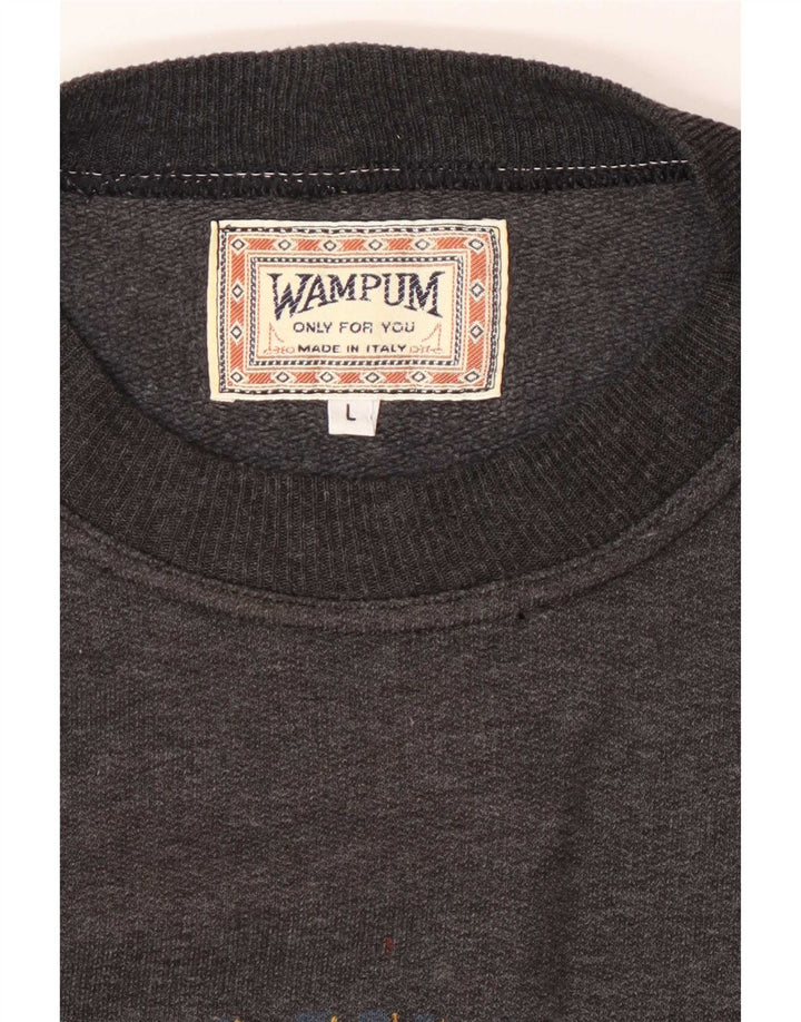 Felpa grafica da uomo Wampum Maglione grande grigio