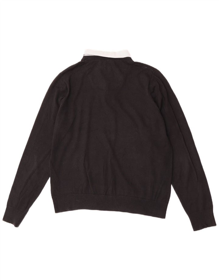 Maglione da uomo Marks & Spencer con scollo a V autografo, cotone nero medio